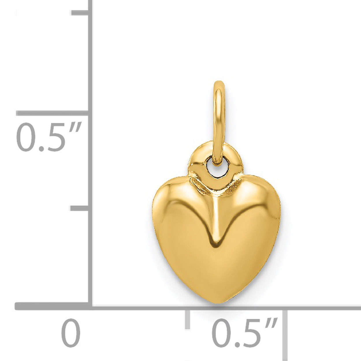 Carat in Karats 14K Yellow Gold Polished 3-D Puffed Heart Pendant Charm (14mm x 8mm) With 10K Yellow Gold Lightweight Rope Chain Necklace 20''