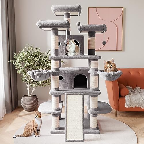 SHA CERLIN 68 Inches Multi-Level Large Cat Tree for Large Kitties/Big Cat Tower with Condo/Cozy Plush &zwnj
