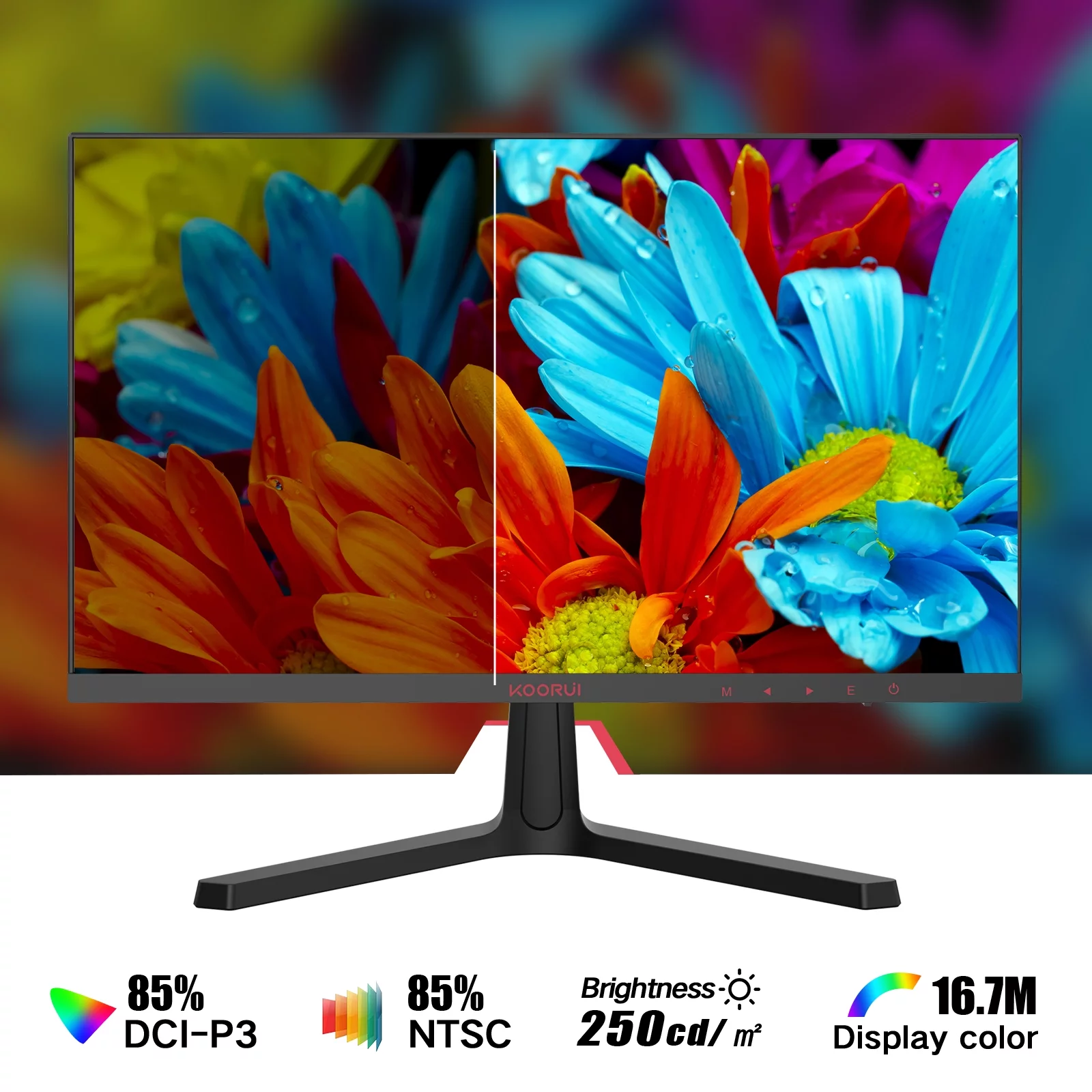 KOORUI 24 inch High-Performance 165Hz/144Hz 1ms(MPRT) 100% sRGB Gaming Monitor,Adpitive sync,3-Side Borderless,FHD 1080P VA Computer Monitor
