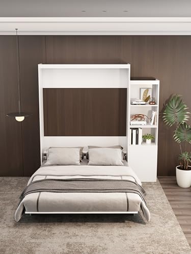 Ball & Cast Queen Size Murphy Bed Hideaway Wall Chest with Top Shelves & USB,Storage Cabinet Bed Frame w/Slat Support