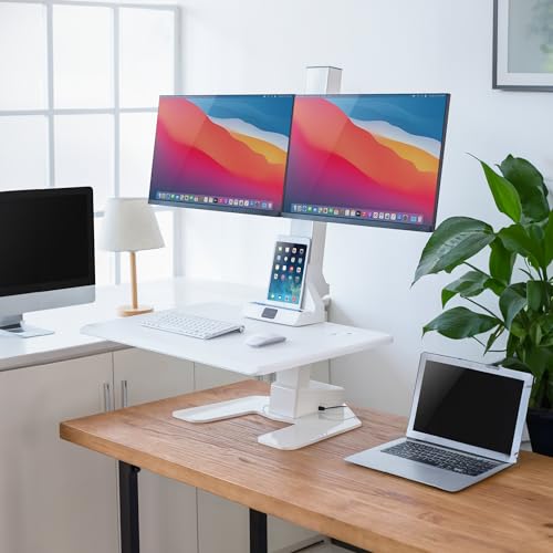 Mount-It! Electric Standing Desk Converter - Motorized Sit-Stand Desk Riser with Monitor Mount