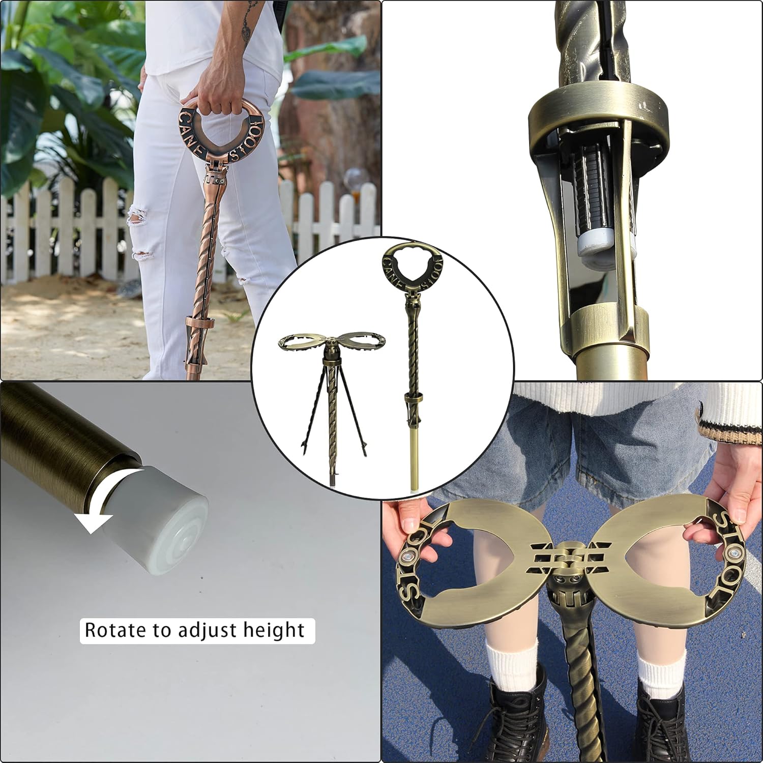 LOCYOP Portable Cane Stool Walking Cane with Seat Folding Cane Seat Walking Stools for Adults Stick Chair Retractable Lightweight Walking Stool for