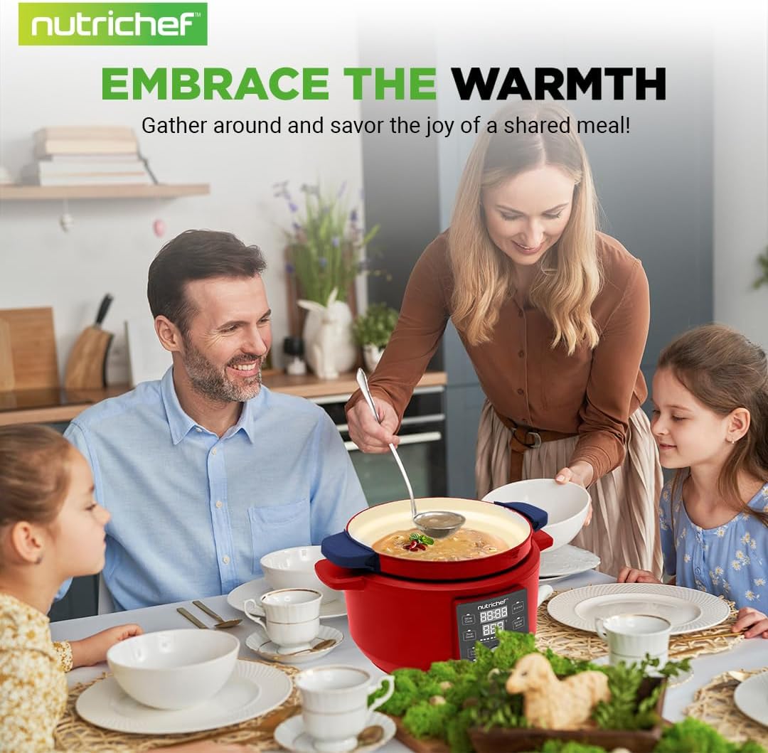 6 Quart Electric Dutch Oven | 1500W 5-in-1 Enamel Coated Cast Iron Pot with Stainless Steel Lid | Precise Temperature Control | Includes 2 Silicone