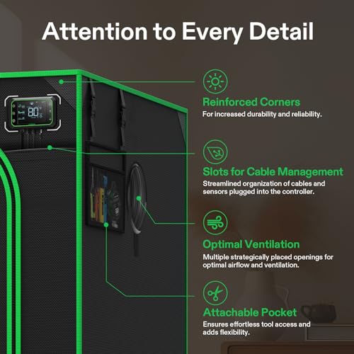 VIVOSUN Advance Pro Grow Tent, High Reflective Mylar with Observation Window and Floor Tray for Hydroponics Indoor Plant