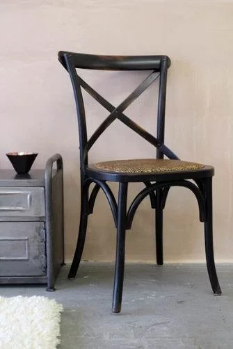 Homelala Set of 2 Black Mid Century Modern Farmhouse Antique Cross Back Chair With X Back Assembled Solid Real Wooden Frame