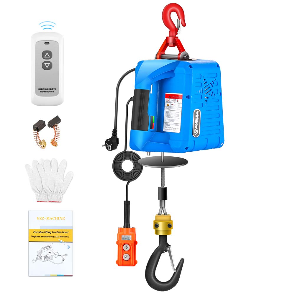 ANBULL Upgraded 3 in 1 Electric Hoist Winch 1100LBS, 1500W 110V Electric Winch with Wired and Wireless Remote Control, 25ft Lifting Height