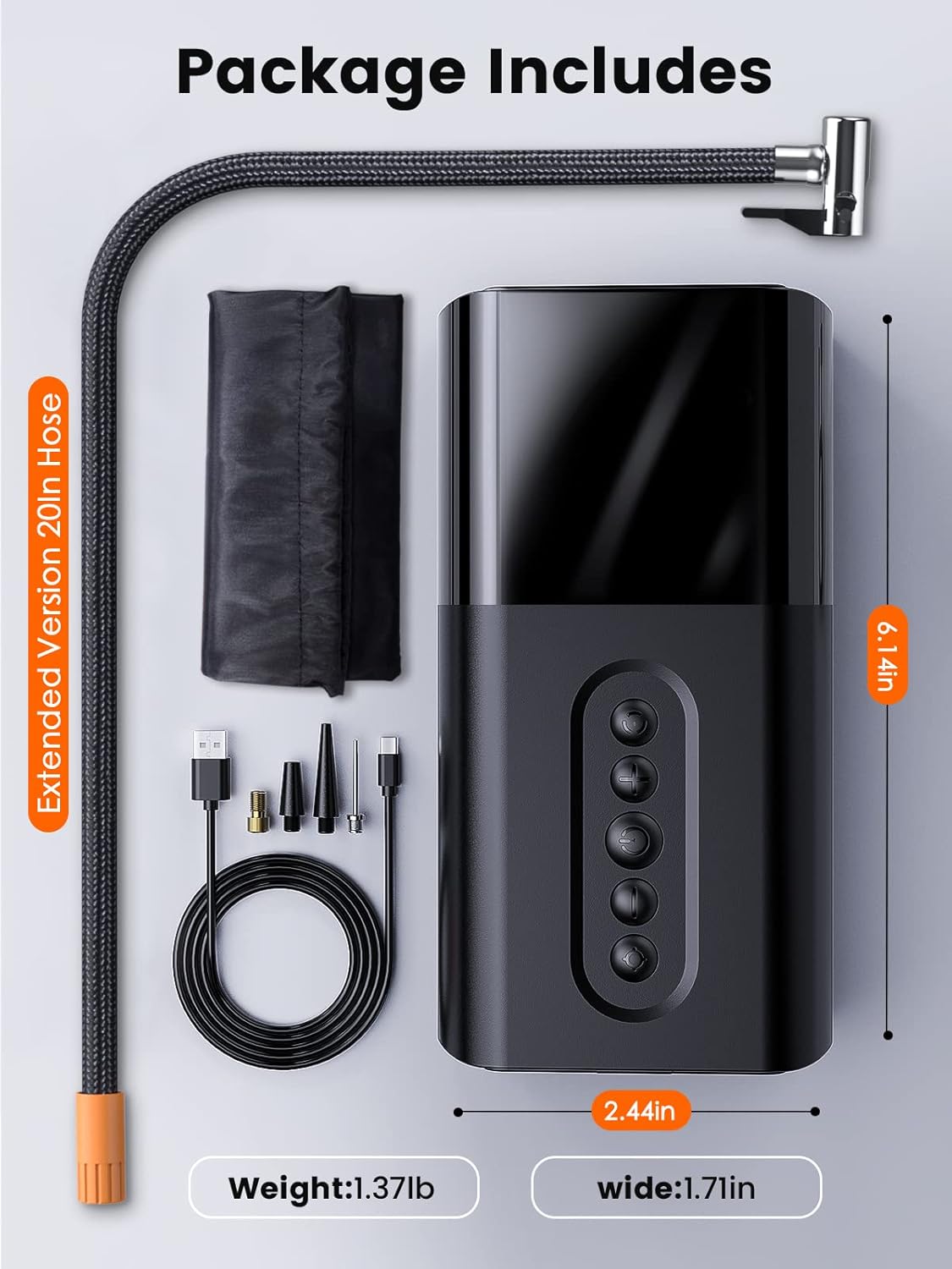 Trudin Tire Inflator Portable Air Compressor [2022 Upgrade], [150PSI Fast Inflate] Cordless Air Pump for Car Tires with 6000mAh Battery LED Light