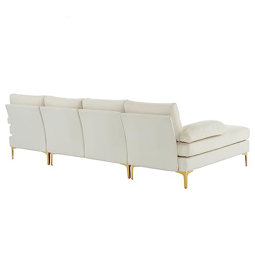 Karl home Convertible Sectional Sofa 110" U-Shape Sofa Couch 4-Seat Couch with Chaise ChenilleFabric Upholstered for Living Room, Apartment, Office