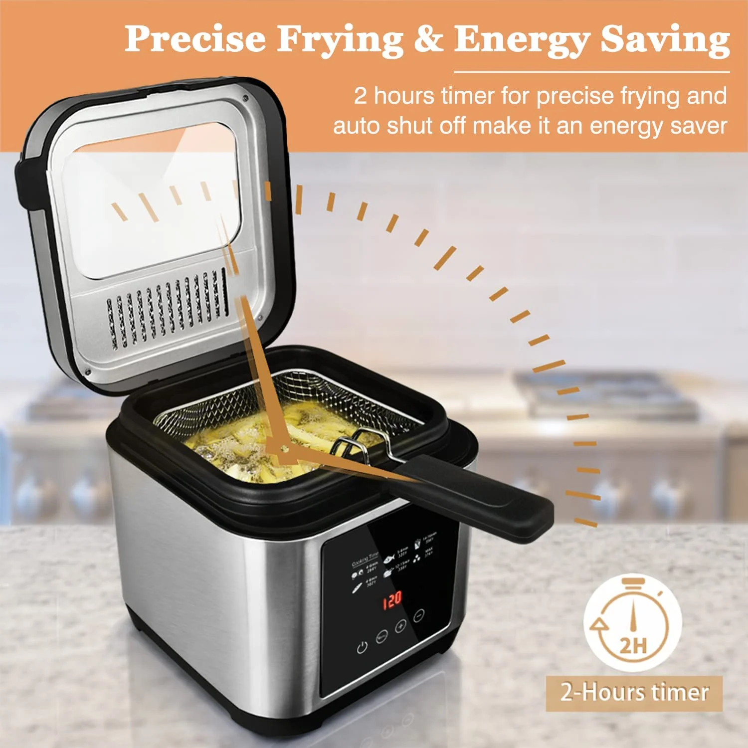 Deep Fryer, Cusimax Electric Deep Fryer with Basket, Oil Thermostat, 2.5l/2.64qt Deep Fat Fryers with Timer, Removable Lid, View Window