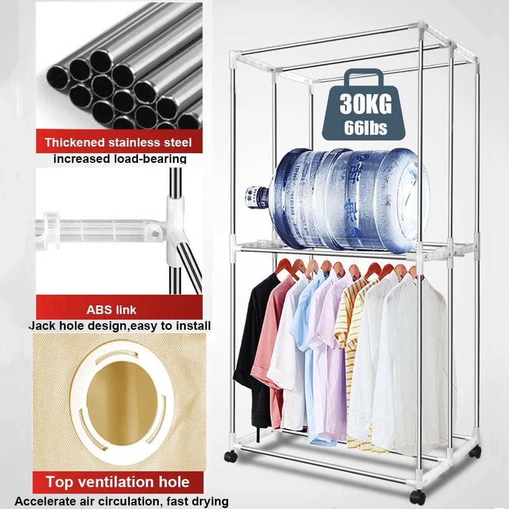 Heated Clothes Airer 2-Electric Clothes Dryer Rack Energy Saving (Anion) Portable Foldable Drying Laundry Airer with Remote Control,1500W,Quick Dry