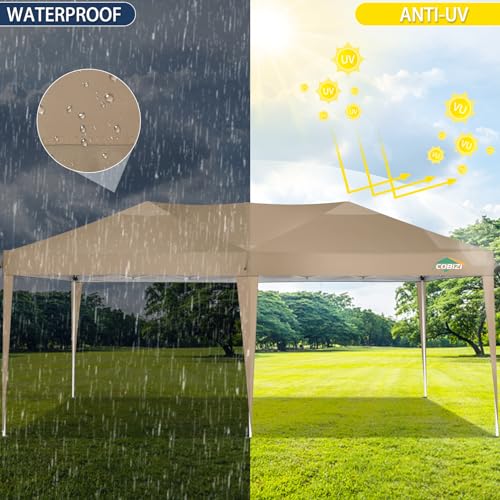 COBIZI 10x10 Pop up Canopy Tent Protable Canopy Tent with 4 Sidewalls Waterproof Commercial Instant Shelter for Parties, Wedding