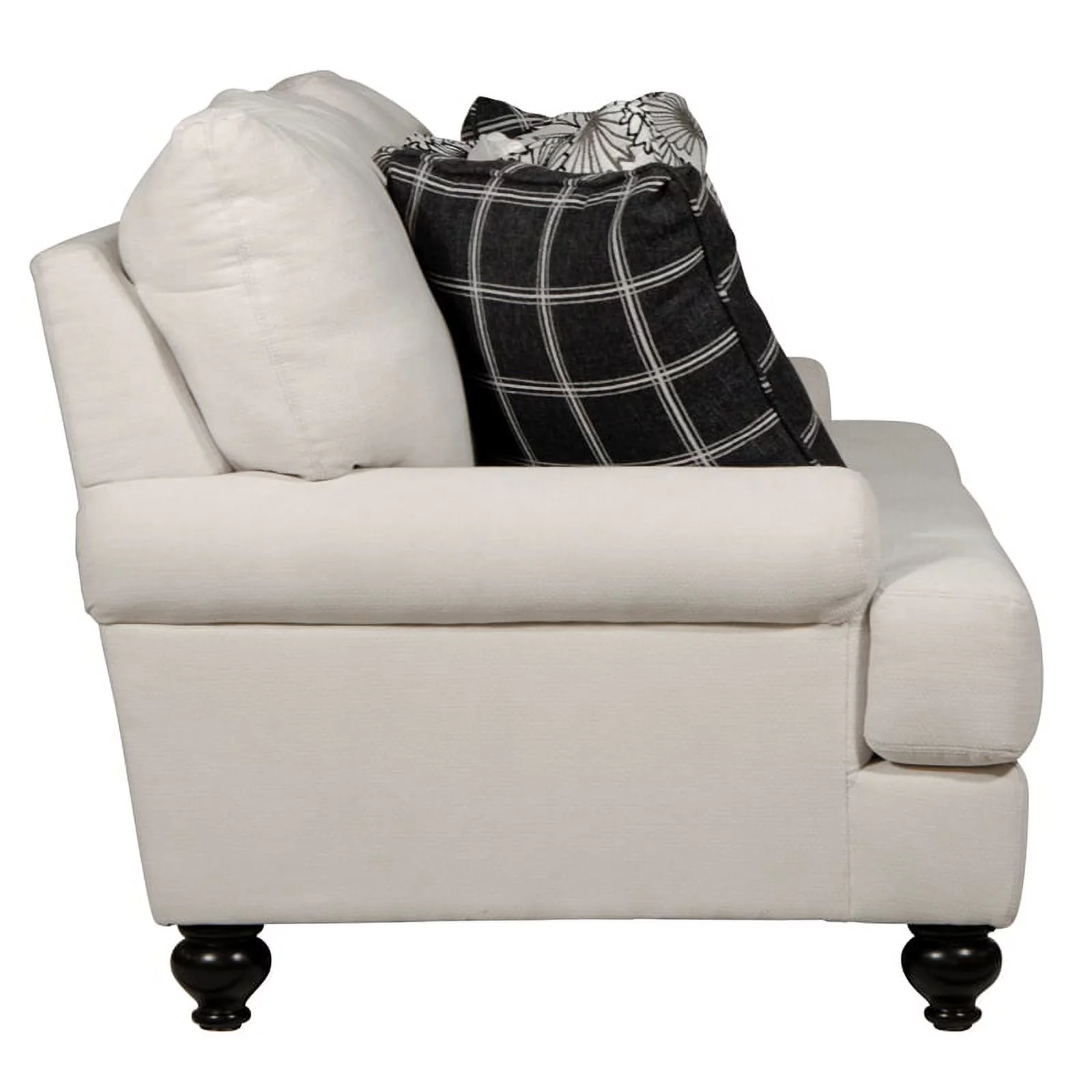 Catnapper Cora 3 Seat Sofa in Plush Ecru "Off White" Fabric with Accent Pillows