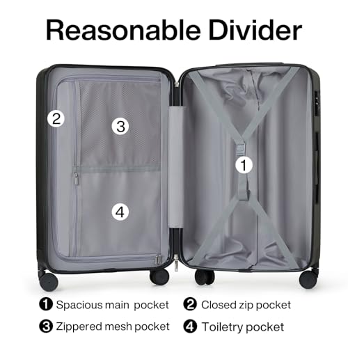 Hanke 29 Inch Luggage Suitcases With Spinner Wheels Lightweight PC hardside Rolling Suitcase With Travel Lock, Checked-Large 29-Inch(Blackish Green)