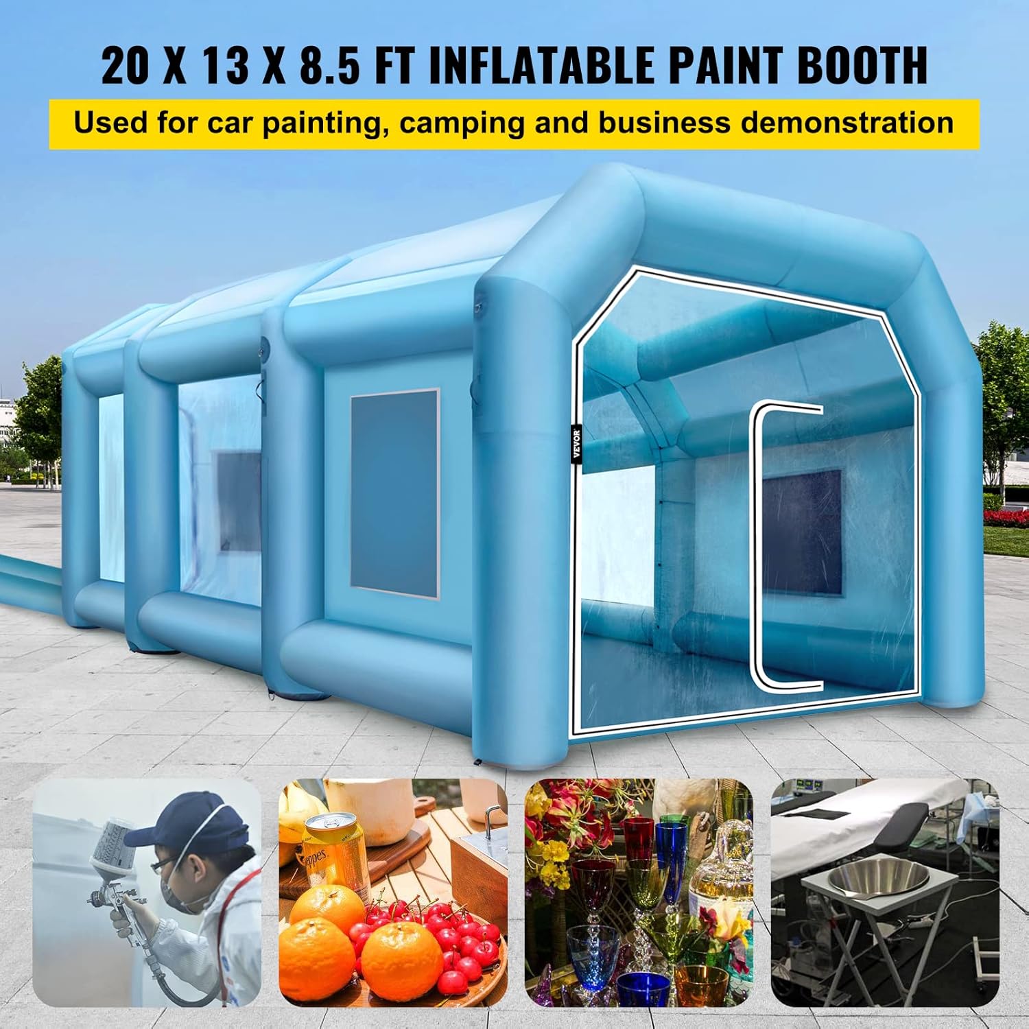 VEVOR Inflatable Paint Booth, 19.69x13.12x8.53 ft Spray Paint Booth, Powerful 750W+350W Blowers Inflatable Spray Booth with Air Filter System