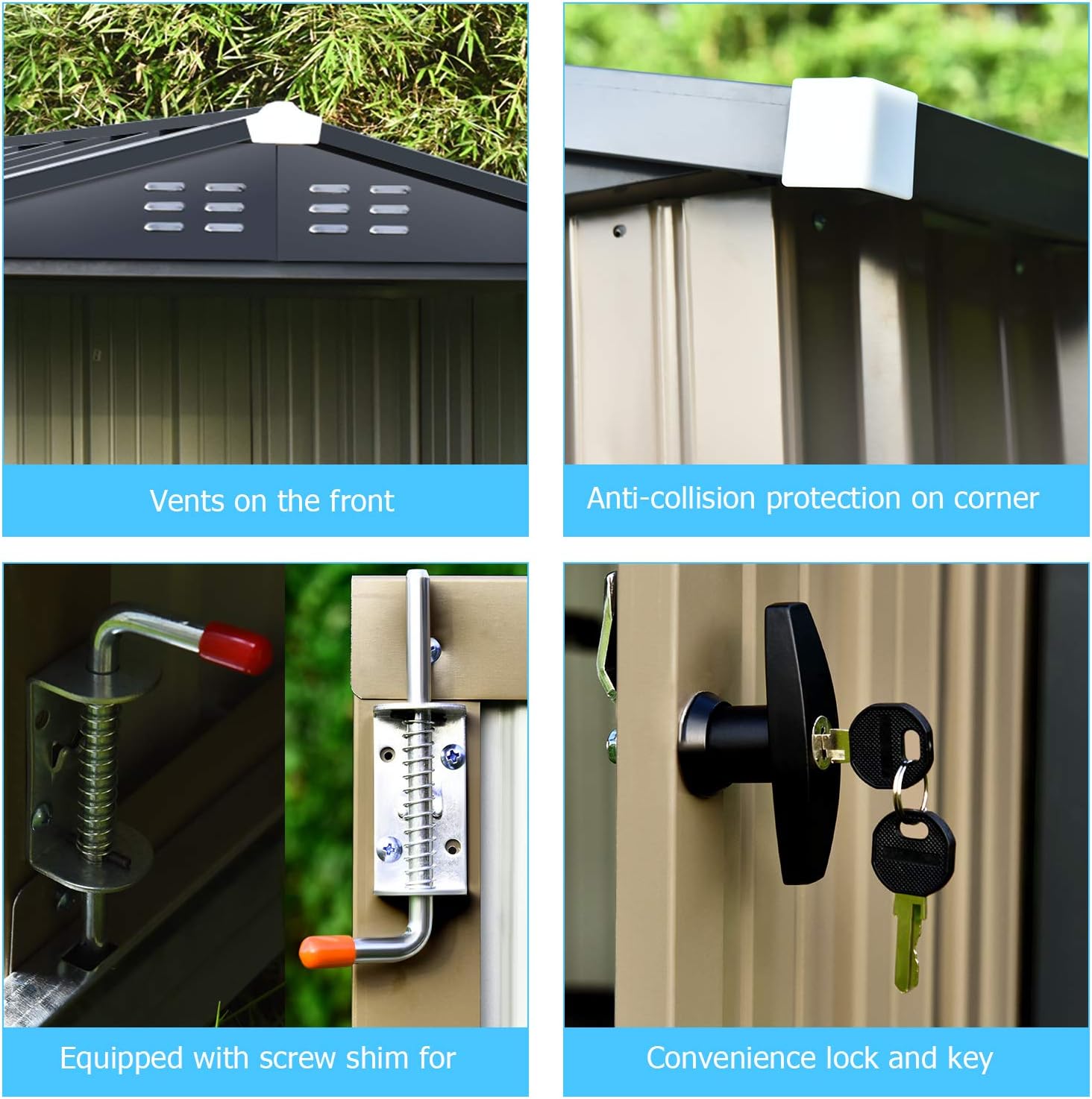 Catrimown Backyard 6x4 Storage Sheds, Galvanized Steel Outdoor Storage Shed with Air Vent and Lockable Door