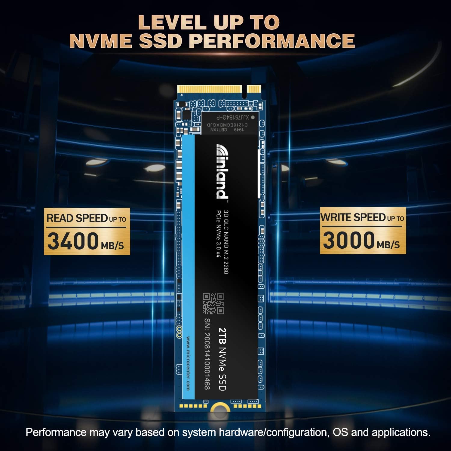 Inland Platinum 2TB SSD NVMe PCIe Gen 3.0x4 M.2 2280 3D NAND Internal Solid State Drive, R/W up to 3,400/3,000 MB/s