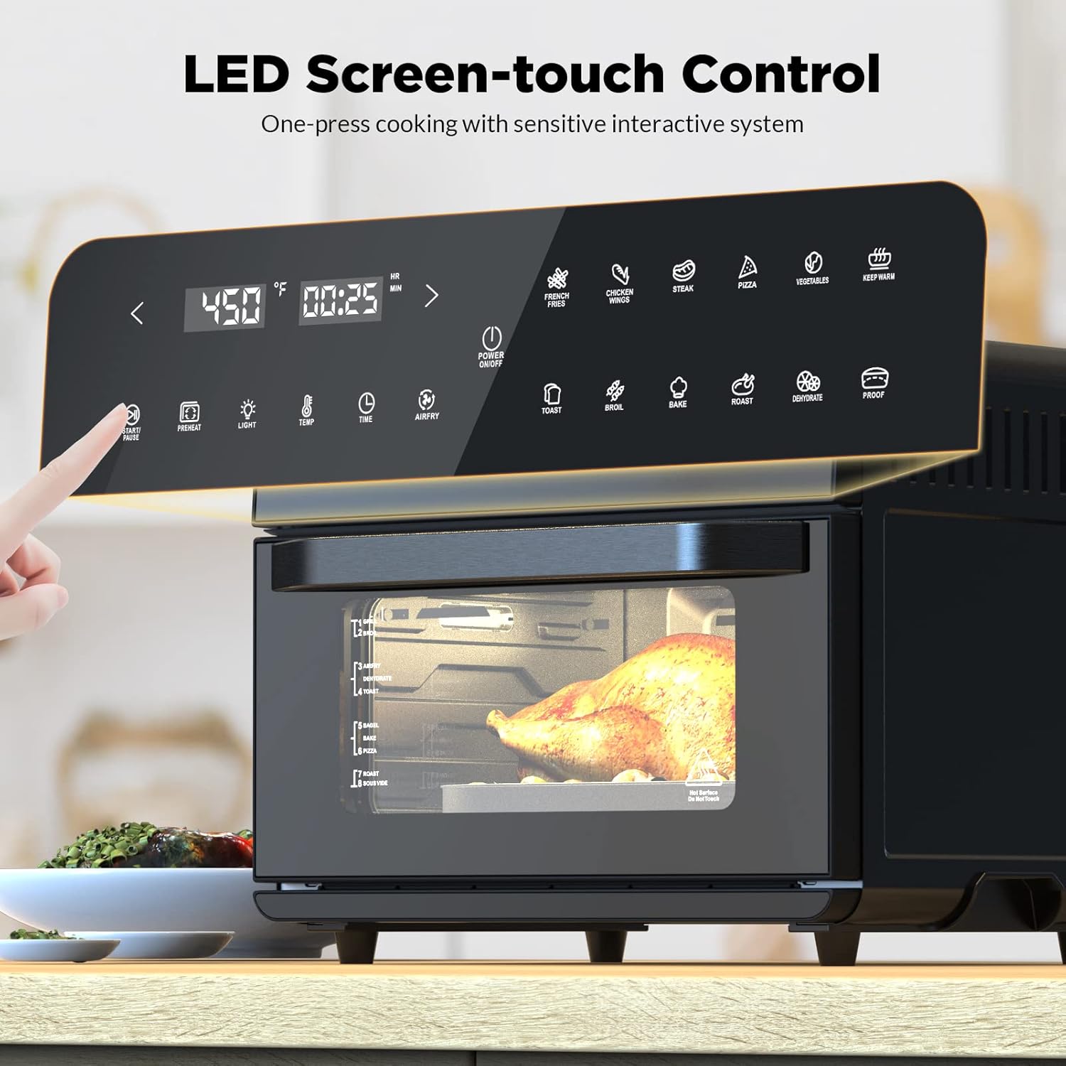 26.3QT/25L Extra-Large Convection Toaster Oven, Countertop Convection Oven, Bake & Broil, 12-in-1 Air Fryer Toaster Oven Combo