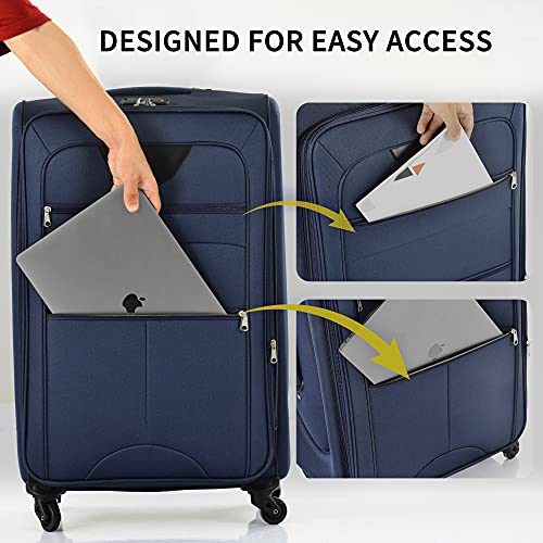 Merax Suitcase Set Softside 3-Piece Expandable Luggage with TSA Lock Spinner Wheels Lightweight Upright Luggage with Travel Bag(22/26/30 IN