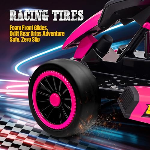 24V Electric Go Kart for Kids, Crazy Drift Cart with 400W Motors, EVA Tires, Max Speed 8.1 MPH, Music, Wireless