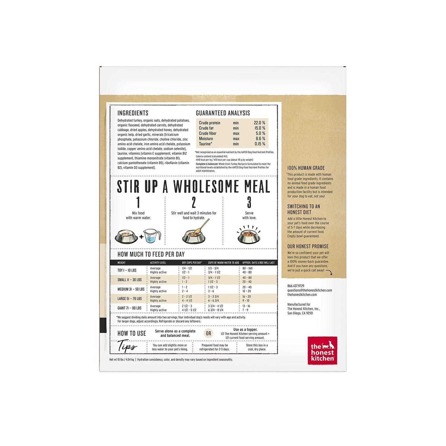 The Honest Kitchen Dehydrated Whole Grain Dog Food Turkey - Pet Supplies online store