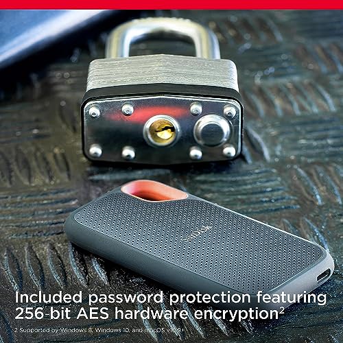 SanDisk 2TB Extreme Portable SSD - Up to 1050MB/s, USB-C, USB 3.2 Gen 2, IP65 Water and Dust Resistance, Updated Firmware