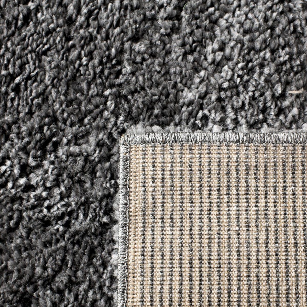 SAFAVIEH August Carlene Solid Plush Shag Area Rug, Grey, 4' x 4' Square