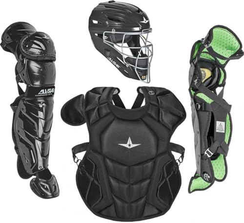 All-Star Catcher’s Gear Kit – Includes Helmet, Chest Protector & Leg Guards – Lightweight, Durable Baseball Protective Set, Meets NOCSAE