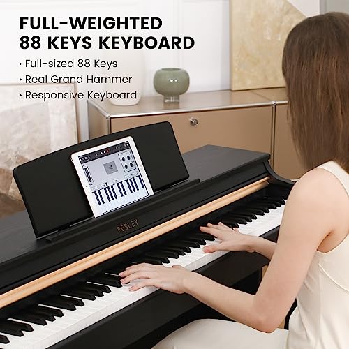 Fesley Digital Piano 88 Key Weighted Keyboard: Home Electric Pianoforte With Hammer Action For Professional