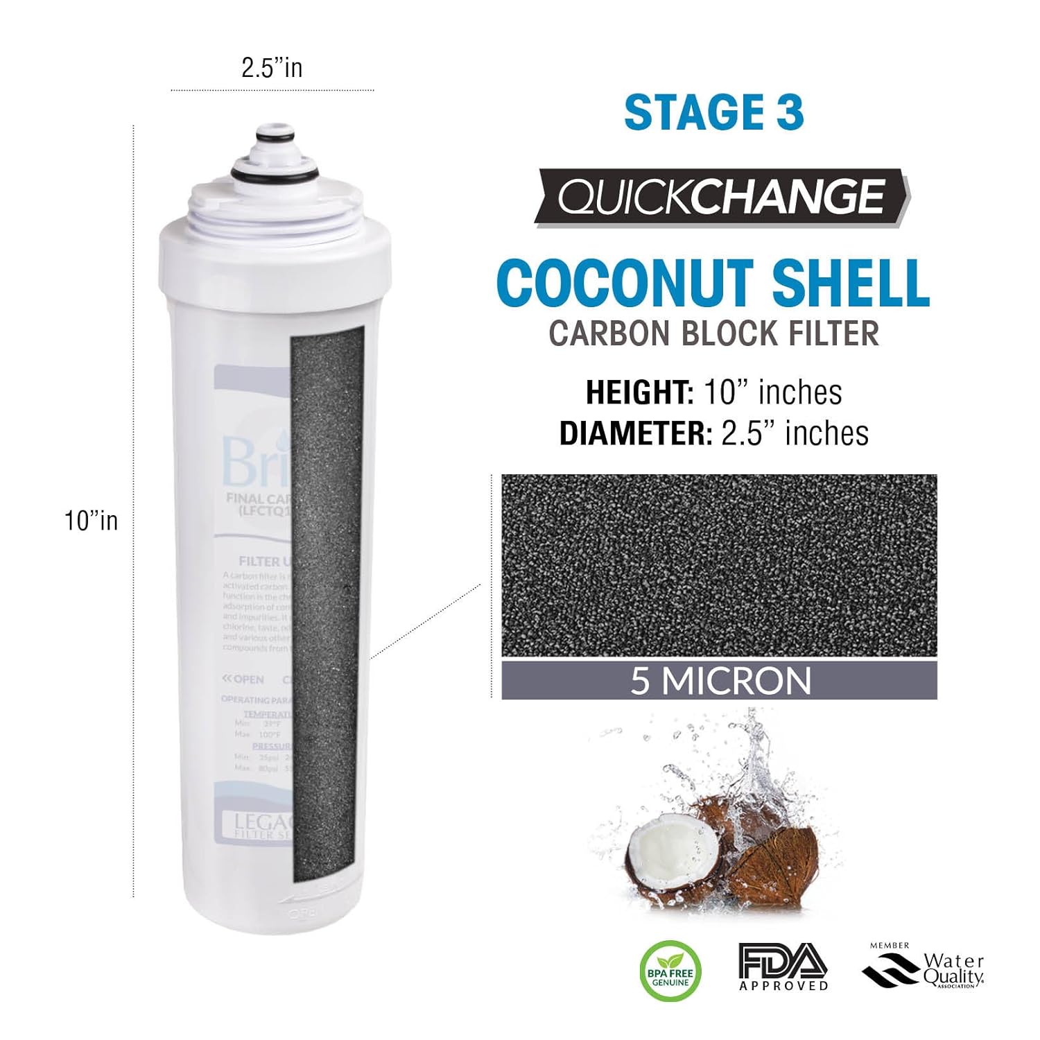 Brio High Capacity Under Sink 5-Stage Reverse Osmosis Drinking Water Filtration System and Ultimate Water Softener - LROQ500