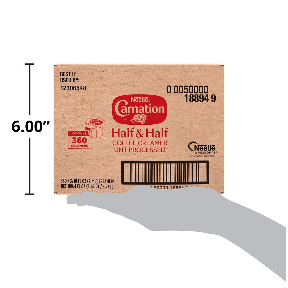 Nestle Carnation Coffee Creamer Half and Half, No Refrigeration, Made with Real Dairy, Box of 360 Pack of 2