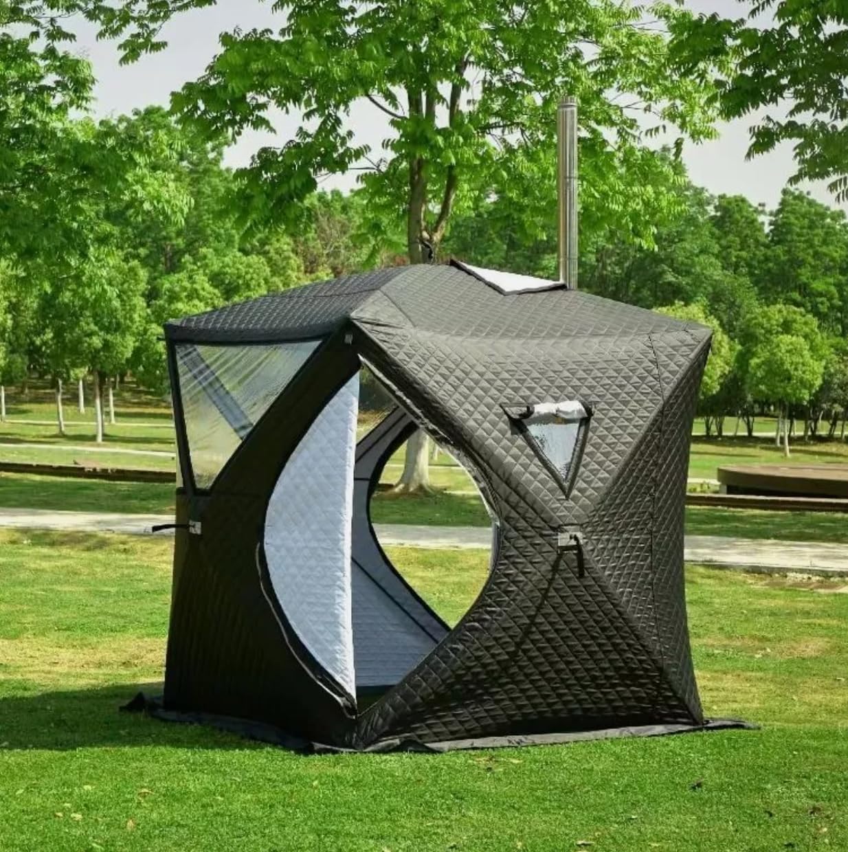 Portable Outdoor Wood Burning Sauna Tent with Rock Stove/Chimney