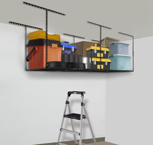 3 x 8FT Overhead Garage Storage Rack,Adjustable Ceiling Storage Racks,Garage Shelving Heavy Duty Storage Organizer System