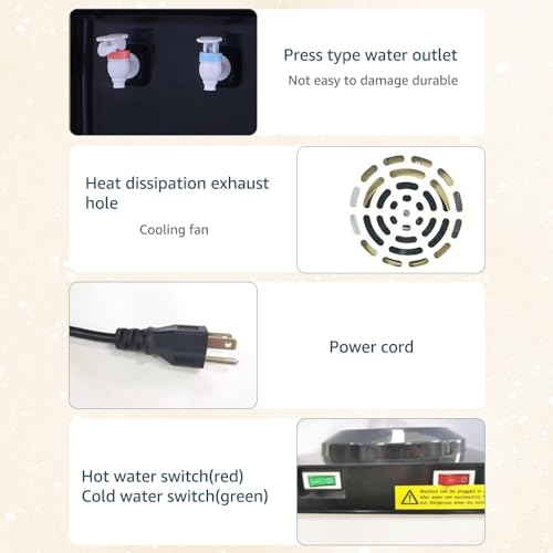 Hot & Cold Top Loading Water Dispenser,5 Gallons Water Coolers with Child Safety Lock Removable Drip Tray & Storage Cabinet