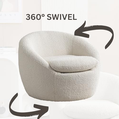 360 Swivel Accent Barrel Chair with Storage Ottoman & Headrest