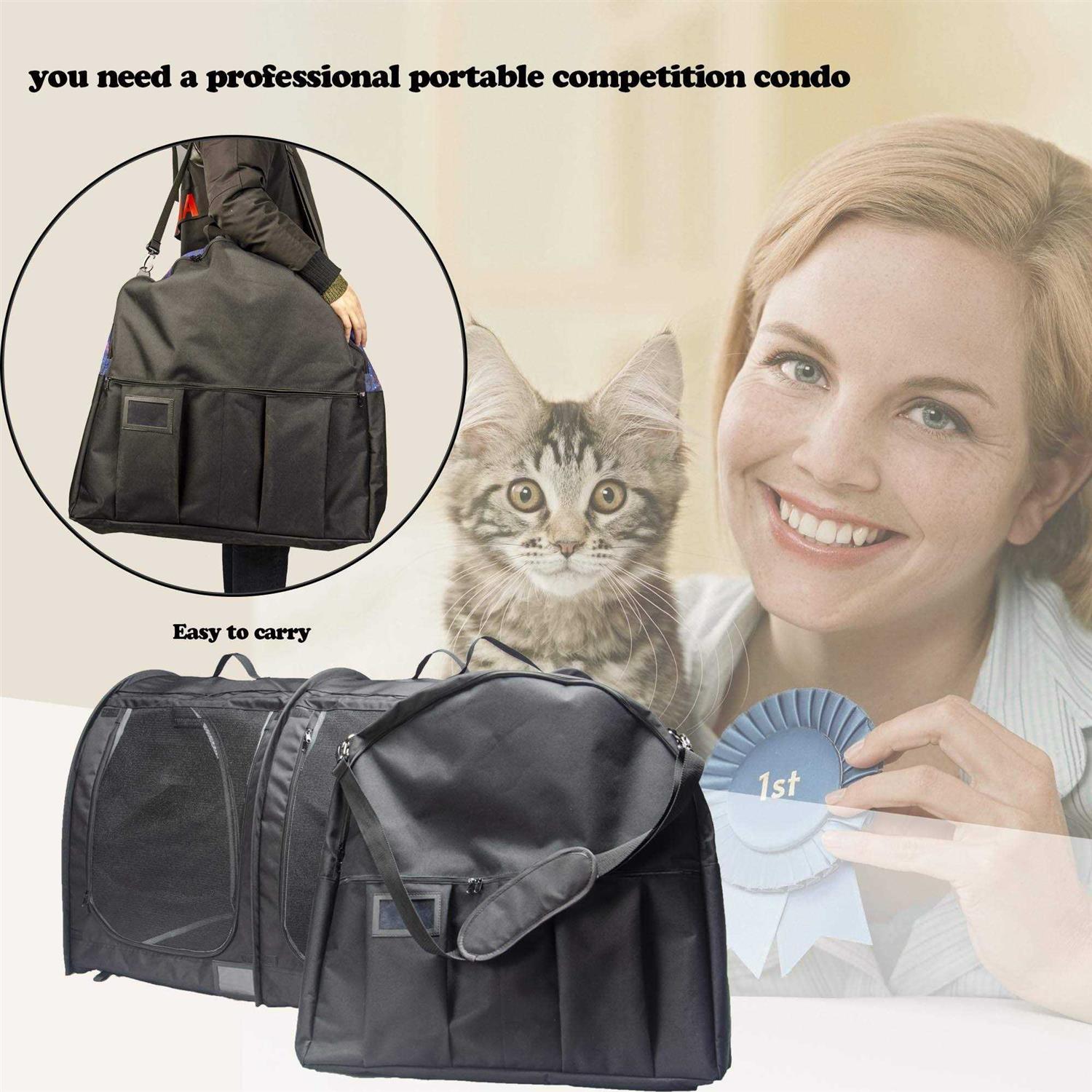 Mispace Portable Twin Compartment Show House Cat Cage/Condo Easy to Fold &amp; Carry Kennel - Pet Supplies online store
