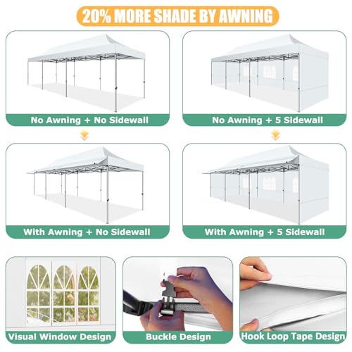 COBIZI 10x10 Pop Up Canopy Tent with Awning