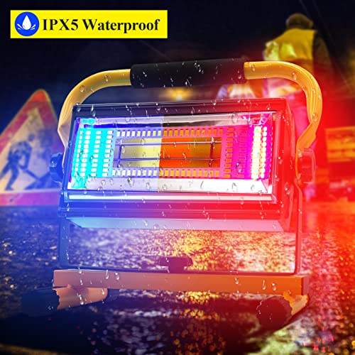 100W COB Rechargeable Work Light, 7000LM Cordless LED Work Lights, Waterproof Portable Flood Light with Stand for Outdoor Camping, Hiking, Garage