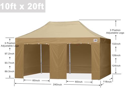 ABCCANOPY Easy Pop Up Canopy Tent with Sidewalls 10x10 Commercial -Series, White