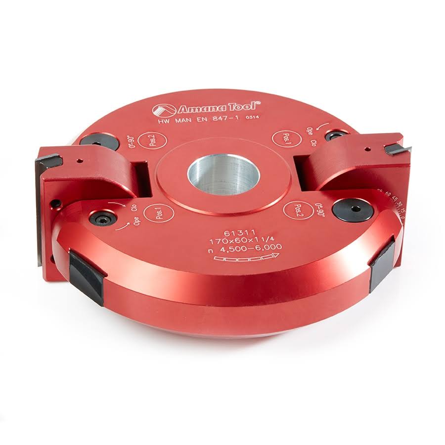 Amana Tool 61311 Insert Carbide Aluminum Adjustable Chamfer -90.0 to +90.0 x 167mm D x 60mm CH x 1-1/4 Bore Shaper Cutter