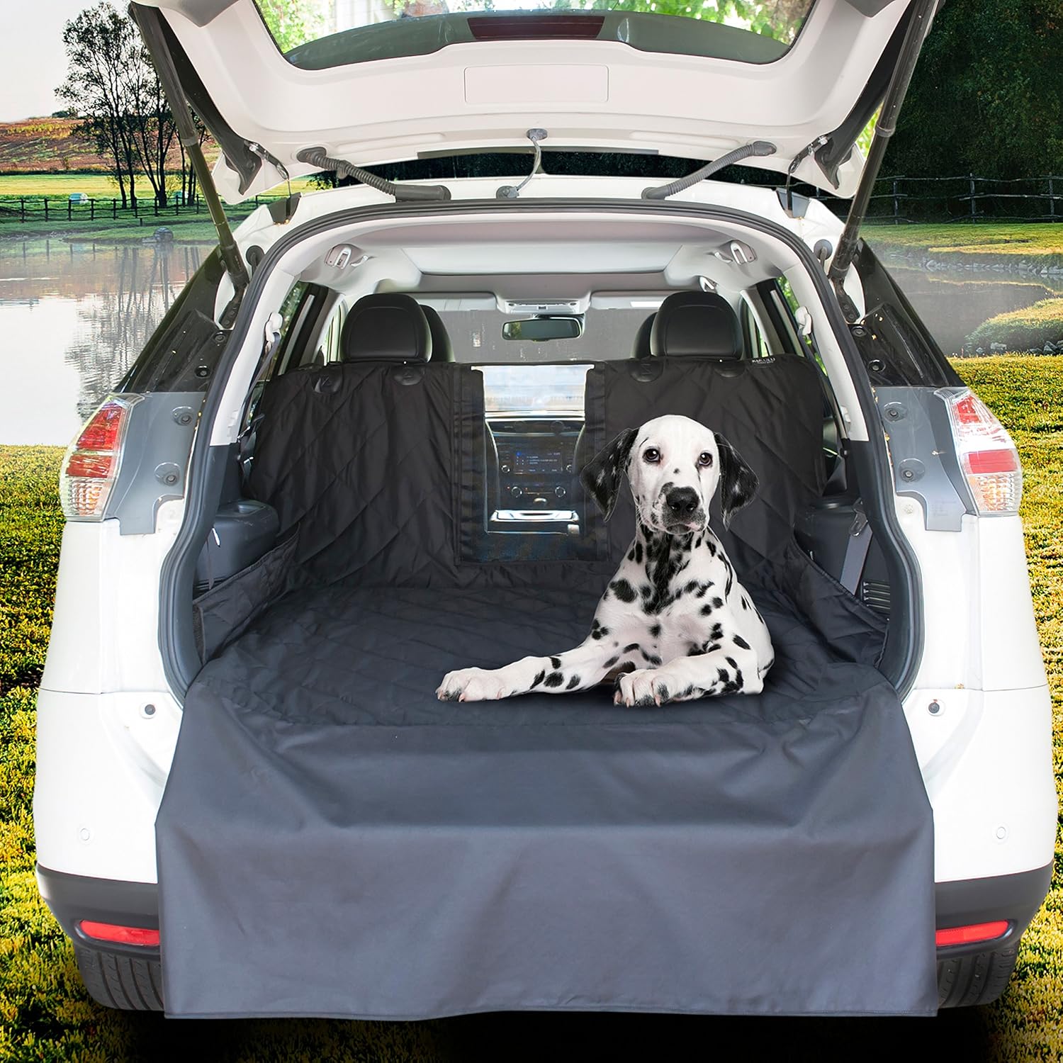 KULULU SUV Cargo Liner for Dogs, Heavy Duty Waterproof Non Slip Durable Liner, Mesh Window for Stress Free Travel