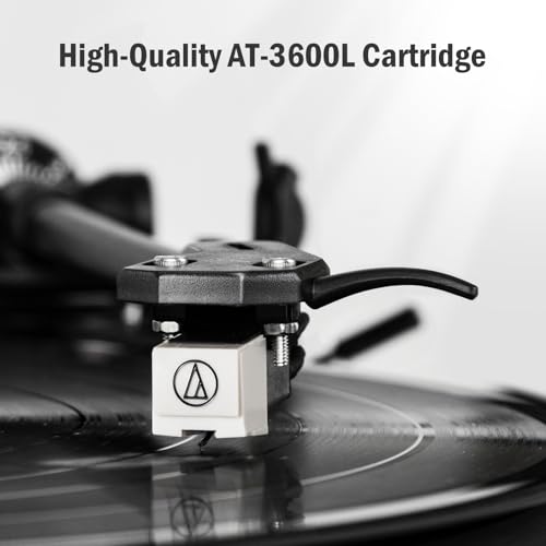 1 by ONE All-in-One Record Player with Wireless Input, High Fidelity Belt Drive Turntable with Built-in Speakers, Magnetic Cartridge AT-3600L