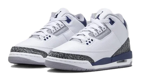 Big Kid's Jordan 3 Retro White/Midnight Navy (DM0967 140) - 4 - Curated Treasures Market