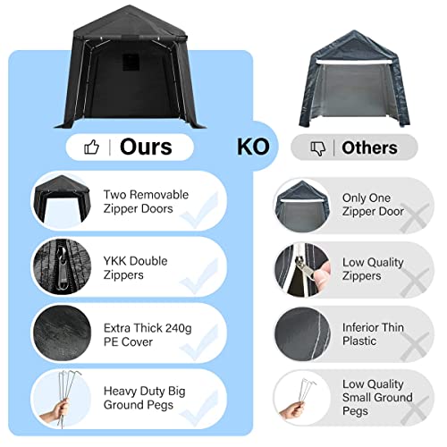 ADVANCE OUTDOOR 10x10 ft Heavy Duty Outdoor Patio Portable Canopy Storage Shelter Shed Carport with 2 Roll up Zipper Doors & Vents for Snowmobile