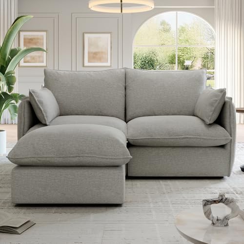 Cloud Modular Sectional Sofa, Waterproof Down Filled Sectional Sofas, High Backrest V Shaped 5 Seater Sectional Couches for Living Room