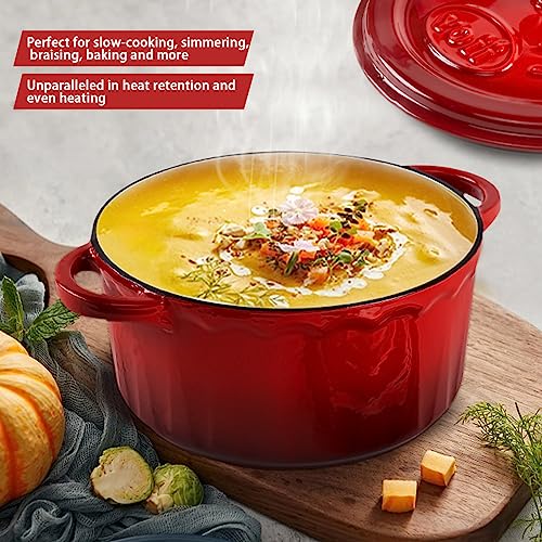 Enamel Cast Iron Dutch Oven - 2 Quarts Dutch Oven Pan With Lid, Durable Enamel Dutch Oven For Bread Baking, Nonstick Bread Dutch Oven