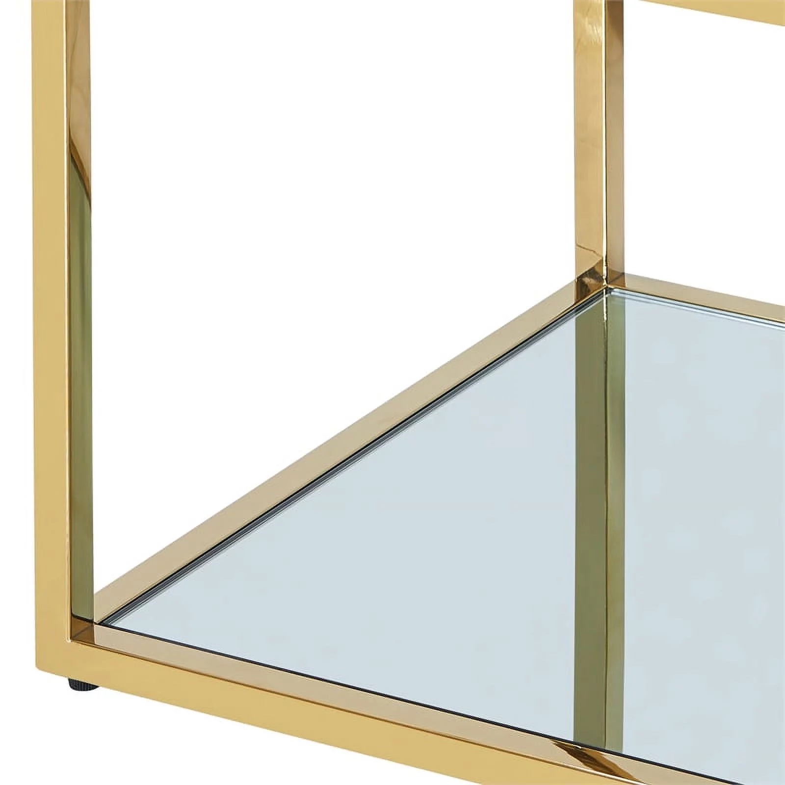 Casini 3-Piece Contemporary Metal and Glass Coffee Table Set in Gold