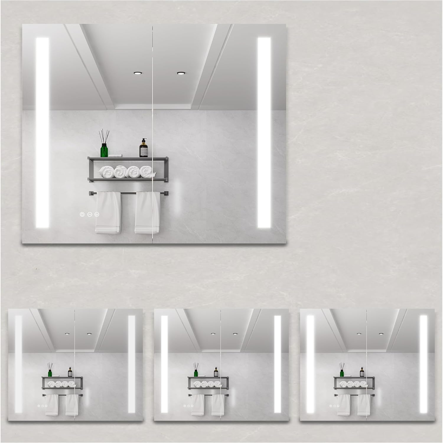 36 x 30 inch Medicine Cabinet with LED Vanity Mirror, Anti-Fog, Dimmable, Recessed or Surface Mount