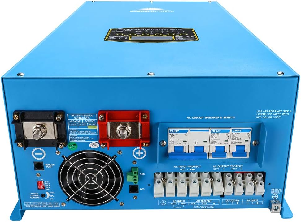 SUNGOLDPOWER 18000W Peak 54000W Split Phase Pure Sine Wave Power Inverter,Low Frequency Inverter DC 48V AC Input 240V AC Output 120V 240V Converter