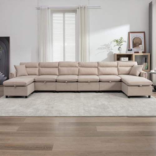 BALUS Oversized Modular Sectional Sofa Reversible L Shaped Sectional Couch with Ottomans Convertible Sectional Couch 8 Seater Sofa with Storage Seat