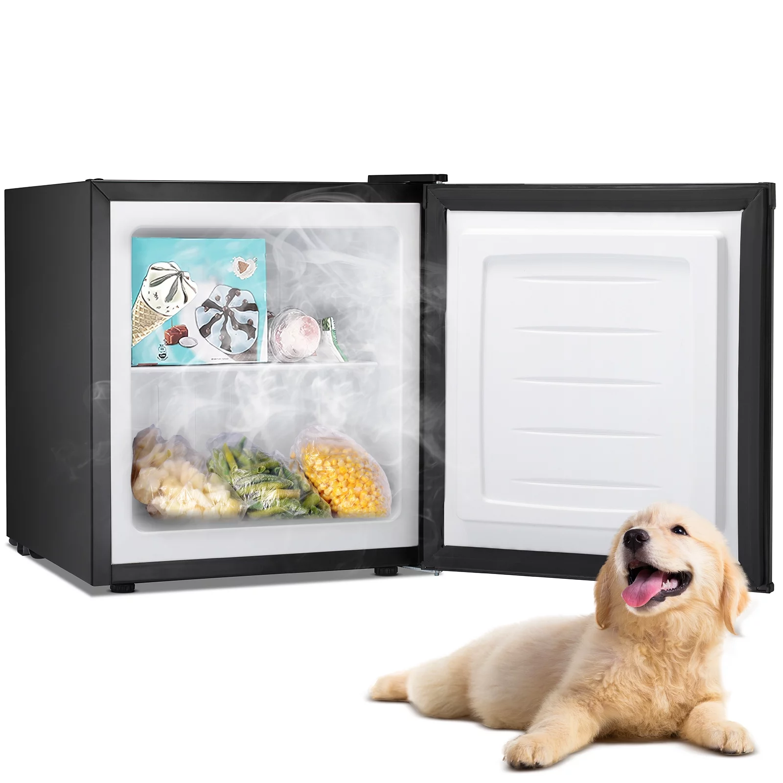 Auseo Mini Freezer Countertop, Energy Saving 1.1 Cu.ft, Single Door Compact Upright Freezer with Reversible Door for Home/Office/Kitchen-Silver